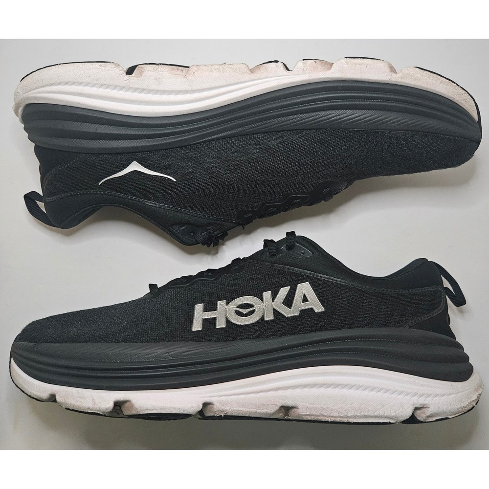 Hoka Gaviota 5 Mens Running Shoes Black White Stability Sneaker 11.5D Comfort
